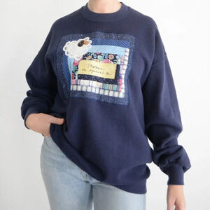 Vintage Jerzees Navy Mothers Are  Special Lace Detail Crewneck Sweater XXL